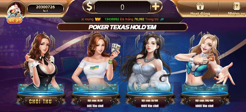 Các phòng chơi trong poker tdtc