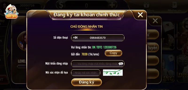 Đăng ký tài khoản chơi nổ hũ tại tdtc